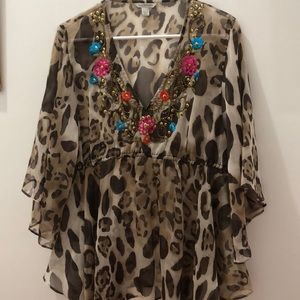 Boston Proper animal print beach cover up
